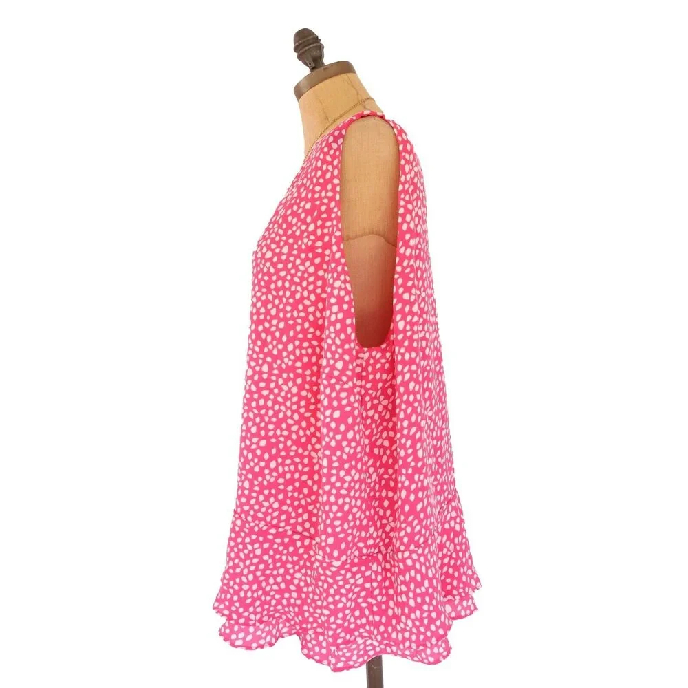 Gibson Living In Yellow Willow Top Plus Size 3X Tiered Peplum Pink White NEW B62